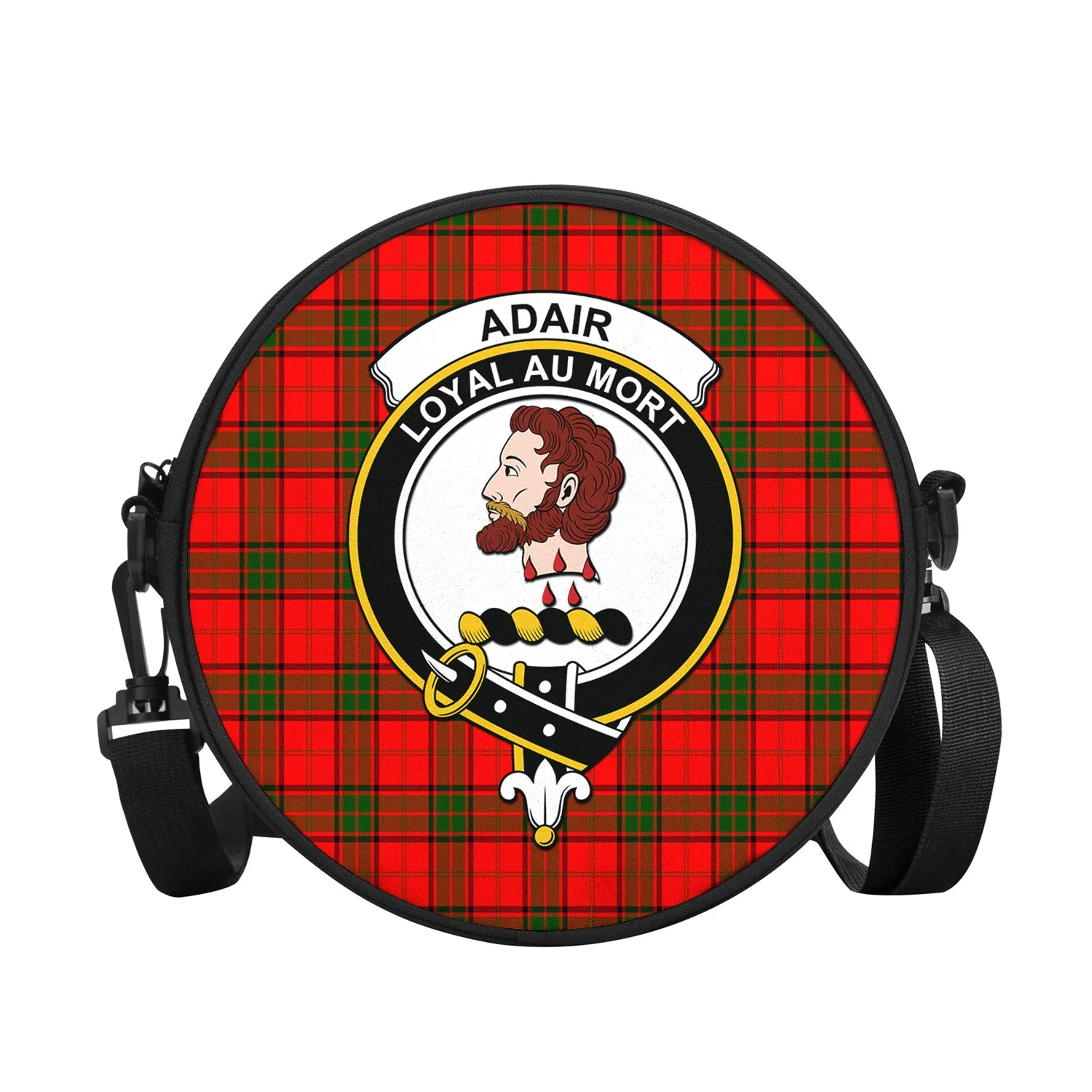 Adair Tartan Round Satchel Bags with Family Crest