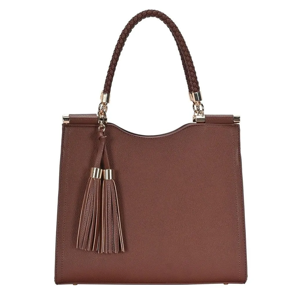 BGT2961 Structured Stylish Double Tassel Satchel Bag