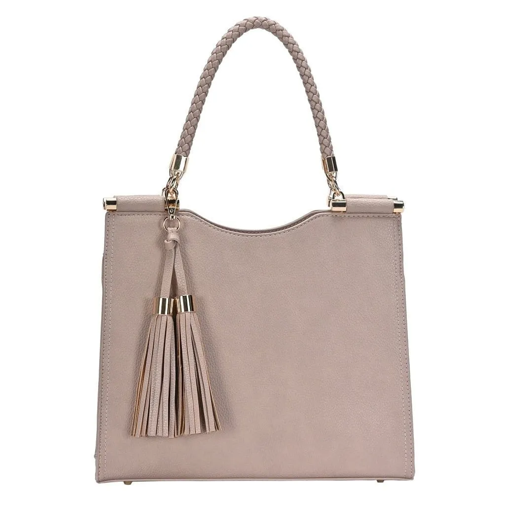 BGT2961 Structured Stylish Double Tassel Satchel Bag