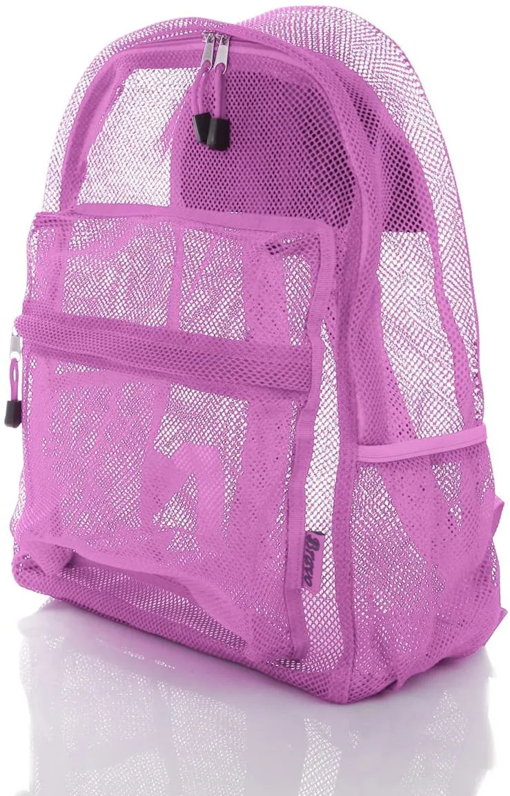 Bravo! Mesh Transparent See Through Backpack - Pink