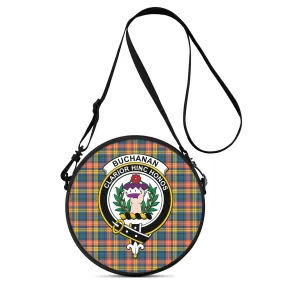 Buchanan Ancient Tartan Round Satchel Bags with Family Crest