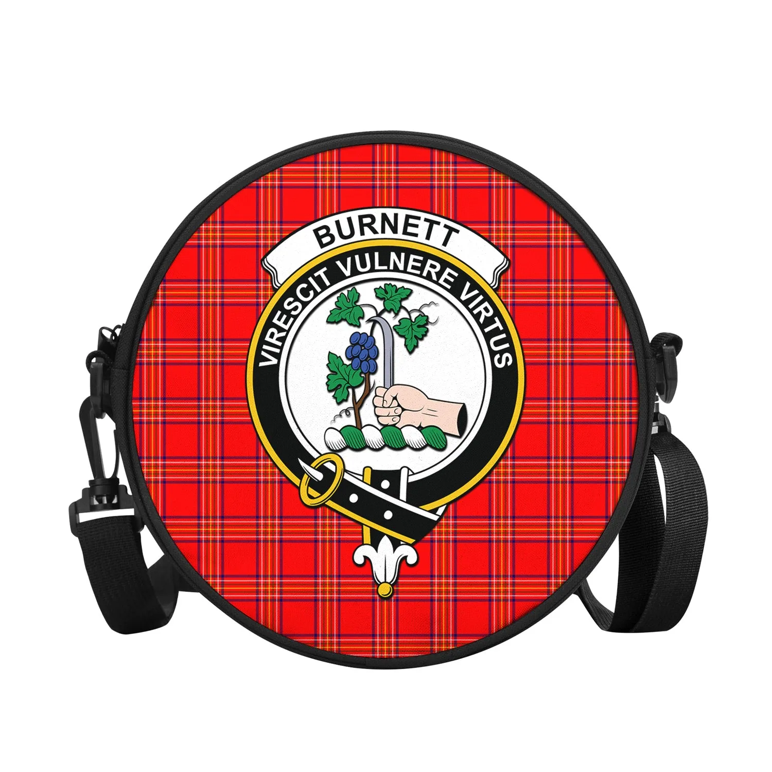 Burnett Modern Tartan Round Satchel Bags with Family Crest