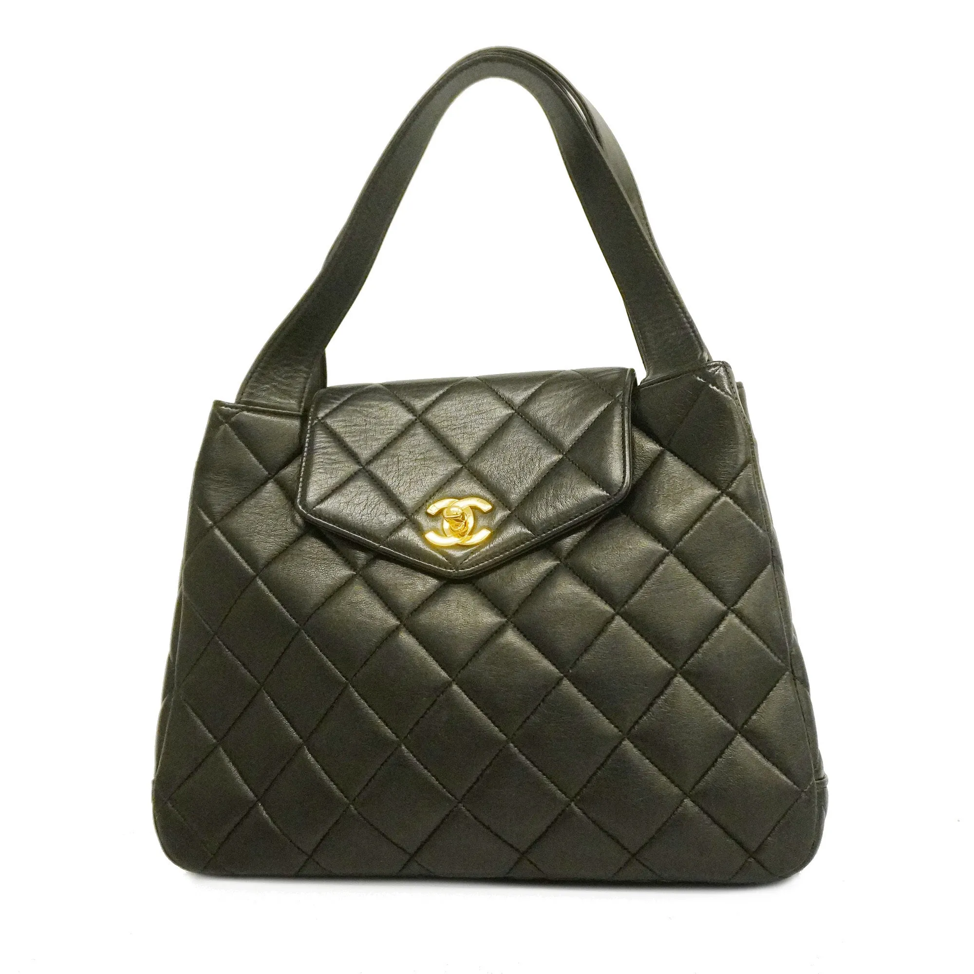 CHANEL  Matelasse Lambskin Women's Leather Handbag Black