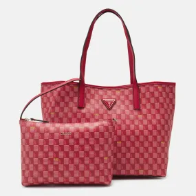 Guess Vikky Geometric Print Bag Set, 2 Pieces, Raspberry