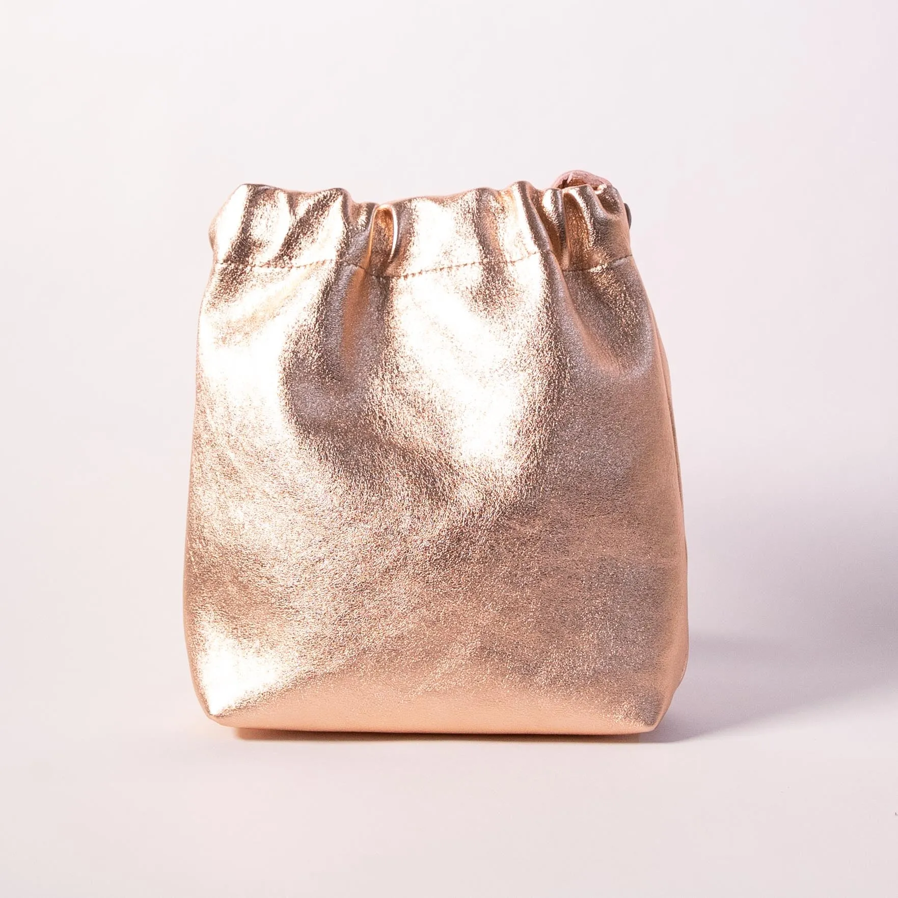 Harpers Emporium Gathered Bag in Metallic Rose Gold