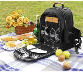 ITEM# 0026   Picnic Backpack for 4 Person with Blanket Picnic Basket Set for 2 with Insulated Cooler Wine Pouch for Family Couples (Watch Video)