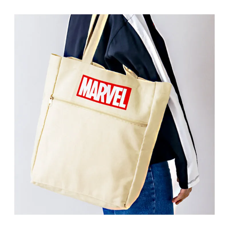 Japanese magazine gift Marvel Beige tote bag with zipper outside