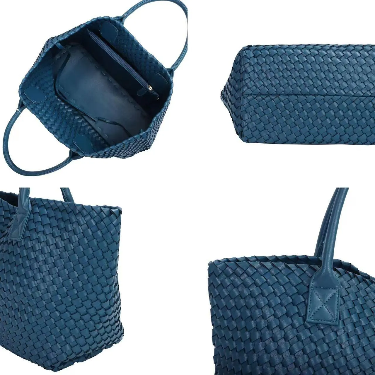 Large Handwoven Vegan Leather Tote/Weekend Bag in Onyx I Trendy Boutique Style ! Handmade Gift for Her