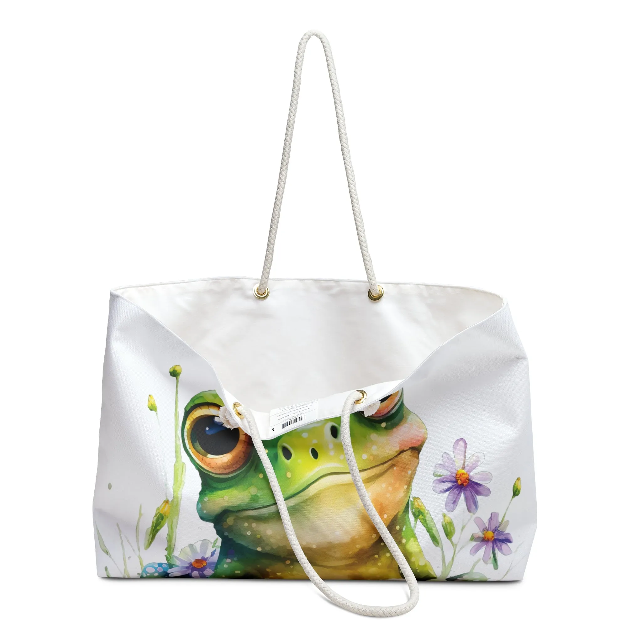 Personalised/Non-Personalised Weekender Bag, Frog, Large Weekender Bag, Beach Bag, Book Bag