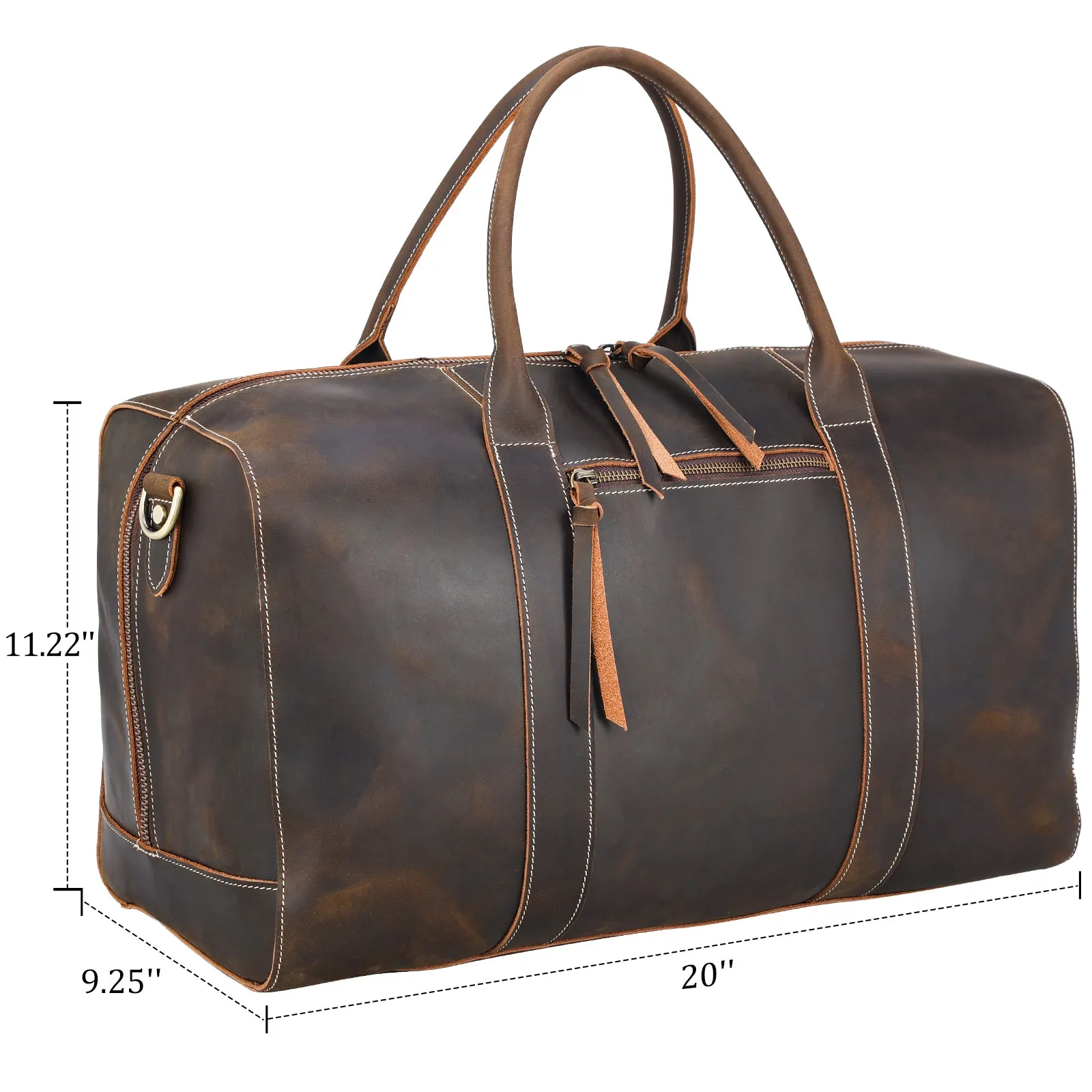 Polare Leather Duffle Weekend Travel Bag For Men With Full Grain Cowhide Leather 20'' Duffel Bag