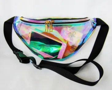 The Original Suefeng Laser Transparent Waist Bag Women's Messenger Bag Sports Running Multi-functional Collection Of Silver Boobs.