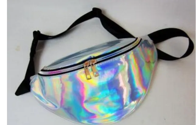 The Original Suefeng Laser Transparent Waist Bag Women's Messenger Bag Sports Running Multi-functional Collection Of Silver Boobs.